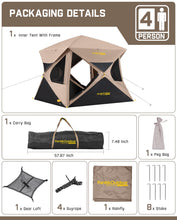 Load image into Gallery viewer, FanttikOutdoor Alpha C4 Ultra Camping Tent 4 Person Pop Up Instant Cabin Setup in 60 Seconds Portable Hub Tent with Rainfly &amp; Windproof for Outdoor Camping &amp; Overlanding, Khaki
