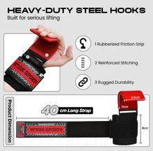 Load image into Gallery viewer, WYOX Weight Lifting Hooks for Deadlift, Pull Ups &amp; Rows – Red

