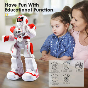 RC Smart Robot Toys for Kids, Intelligent Programmable Robot with Infrared Controller, Gesture Sensing, Singing, Dancing (Red)