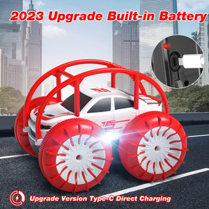 Amphibious Remote Control Car, Rechargeable RC Cars Toy 360° Flips Rotation Stunt Crawler 15KM/H 4WD All Terrain