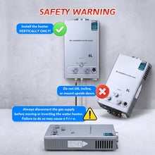 Load image into Gallery viewer, Hapyvergo 8L Portable Propane Water Heater, 2.11 GPM Outdoor Tankless, Digital Display, for Camping, Cabins, Barns
