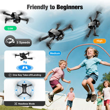 Load image into Gallery viewer, ASFSFQ Drone with Camera 1080P HD, Mini Drone for Beginners Kids Adults, Foldable RC Quadcopter with Stable Hover, Trajectory Flight, One Key Take Off/Land, 2 Batteries, Toys for Boys and Girls (Black)
