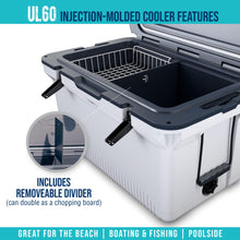 Load image into Gallery viewer, ENGEL 60 QT Ultra-Light Injection Molded Cooler - Ice Chest Keeps Ice up to 7 Days - Large Cooler Includes Wire Basket, Divider and Built-in Bottle Opener - Seafoam with Dark Grey Interior (Seafoam)
