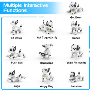 Remote Control Robot Dog Toy, Programmable Smart Interactive Robotic Pets, RC Stunt Robot Toys Dog Imitates Animals Music