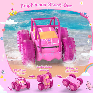 Amphibious Remote Control Car, Rechargeable RC Cars Toy 360° Flips Rotation Stunt Crawler 15KM/H 4WD All Terrain