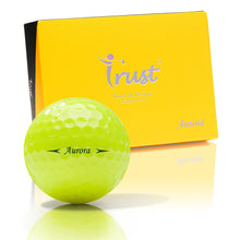 Load image into Gallery viewer, Trust Golf Ball | Aurora Bright Yellow | Soft | Distance | Straight Flight | Easy to Spot | Crystal Urethane Cover | 3-Piece | 12 Balls
