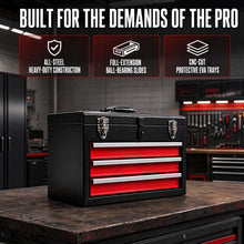 Load image into Gallery viewer, 439 Pieces Mechanic Tool Set with 3-Drawer Metal Tool Box, Complete Socket Wrench Screwdriver Pliers Kit, Heavy Duty Steel Storage Chest for Auto Repair, Household and Garage DIY Projects
