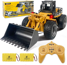 Load image into Gallery viewer, Remote Control Bulldozer Toy Truck, 1/18 Scale RC Metal Rc Front Loader 4WD Construction Vehicles for Boys Girls Kids
