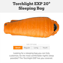 Load image into Gallery viewer, Big Agnes Torchlight EXP - Ultralight Sleeping Bag, 20 Degree, Small
