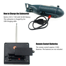 Load image into Gallery viewer, Mini RC Nuclear Submarine Toy Remote Control Boat Electric Dive Fish Water Tank Kids Gifts (Blue)
