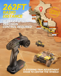 1:10 Large Remote Control Truck with Lights, Fast Short Course RC Car, 48 km/h 4x4 Off-Road Hobby Grade Toy Monster Crawler
