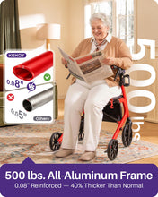 Load image into Gallery viewer, Kekoy Bariatric Rollator Walker for Seniors with Seat, 500 lbs Heavy Duty Walker, 19.5" Extra-Wide Seat, 10" All-Terrain Wheels, Adjustable Height, Foldable Rolling Walker, Hidden Brake Cables, Red
