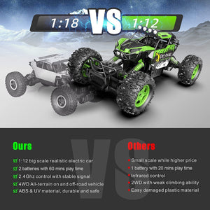 1:12 Large RC Cars for Boys with Upgraded Lifting Function, 2.4GHz 4WD Remote Control Car Toy Gifts 20km/h Monster Truck (Green)