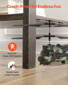 RC Helicopter, 2.4GHz Military Remote Control Helicopter, 3.5 Channel RC Airplane for Kid, 20 Mins Flight Time, One-Key Takeoff/Landing & LED Lights