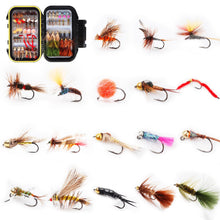 Load image into Gallery viewer, Fly Fishing Flies Trout Assortment 54pcs Dry Nymph Flys Sanjuan Worms Salmon Eggs Wooly Buggers for River Rainbow Trouts
