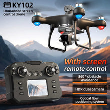 Load image into Gallery viewer, Drone with Screen Controller with SD card, Brushless Motor, Optical Flow Localization, Active Obstacle Avoidance (2 batteries - Black)

