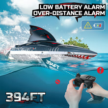 Load image into Gallery viewer, Fast Brushless RC Boat for Adults, 30+MPH 3S High Speed Remote Control Boat, Self-righting 2.4Ghz Speed Shark with LED Lights
