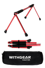 Load image into Gallery viewer, WITHGEAR Folding Push Up Bar Swan Red | Portable &amp; Lightweight Sturdy Duralumin Metal Pushup Bar Stand w/ Carry Bag | Home Workout Equipment Push Up Bars for Men and Women | Push Up Handles for Floor (RED)
