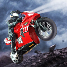 Load image into Gallery viewer, 1/6 Scale Remote Control Motorcycle, 2.4GHz RC Dual-Motor Electric Two-Wheel Self-Balancing Motorcycle (Red)
