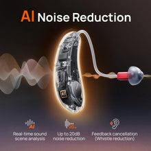 Load image into Gallery viewer, Yeasound RIC800 Hearing Aids, AI Powered Noise Reduction and Speech Enhancement Hearing aids - Silver
