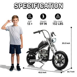 36V 350W Kids Electric Motorcycle, High-Speed Kids Electric Dirt Bike Fast Speed 14MPH Max Ride on Toy for Big Kids, Black
