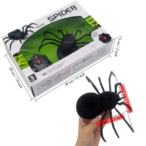 RC Spider Remote Control Tarantula Realistic Animal Crawlers Scary Kids Halloween Christmas Prank Gag Toys Birthday Gifts (Black Hair)