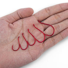 Load image into Gallery viewer, Dr.Fish 100 Pack Octopus Fishing Hook Saltwater &amp; Freshwater Live Bait Offset Catfish Bass Surf Fishing Hooks Texas Drop Shot Rig Carp Bluegill Tuna Red 10/0
