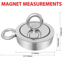 Load image into Gallery viewer, FINDMAG 1725 LBS Fishing Magnet Kit, 3.7 Inch Neodymium Fishing Magnet
