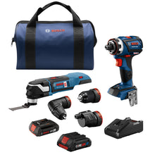 Load image into Gallery viewer, BOSCH GXL18V-270B22 18V Brushless 2 Tool Combo Kit with 5-in-1 Flexiclick Cordless Drill Driver and StarlockPlus Oscillating Multi Tool (Tool Set Includes: CORE18V Battery, Charger &amp; Attachments)
