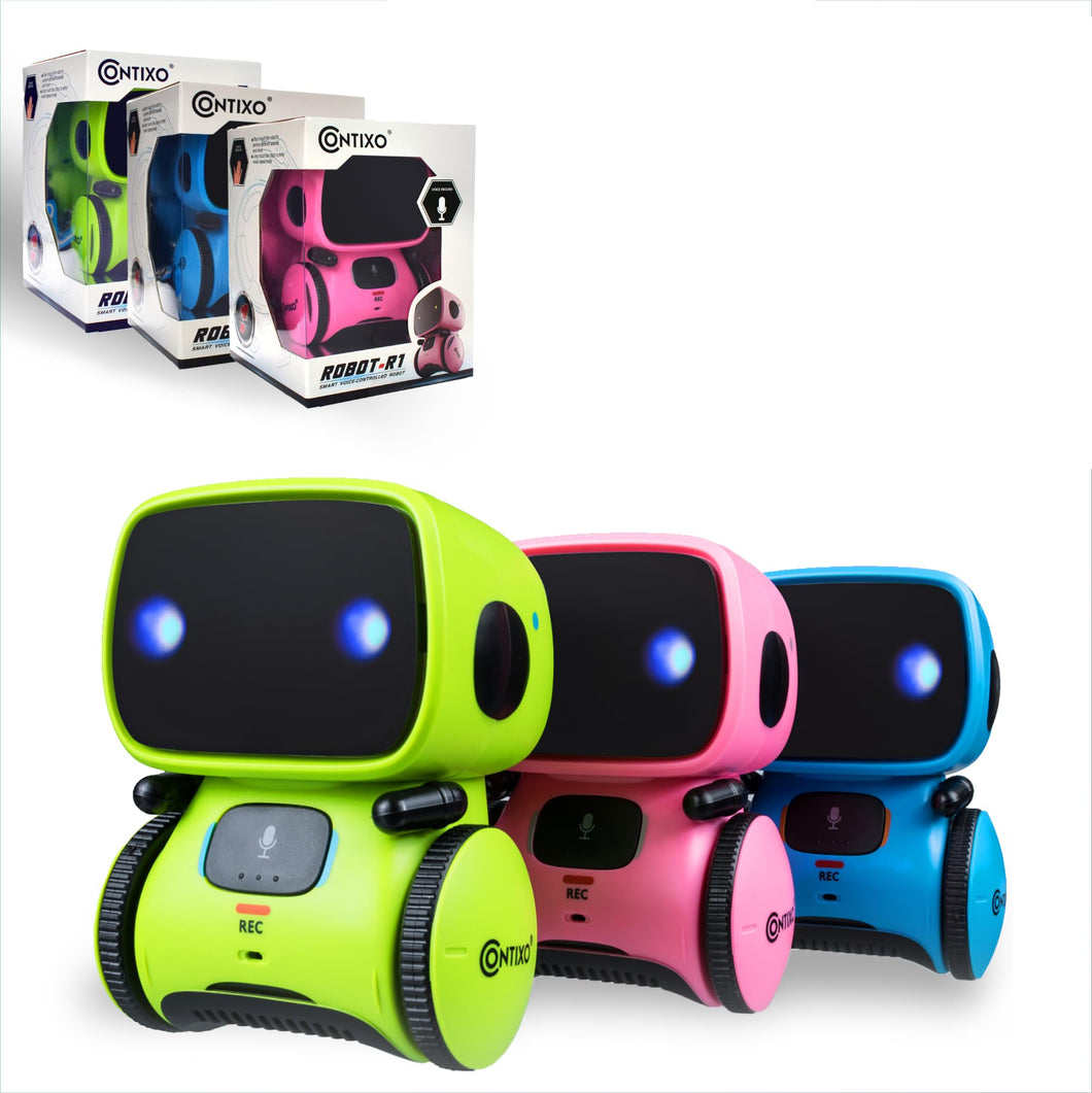 R1 Robot Toys for Kids 3 Pack Bundle - Smart Robot for Kids Voice Control Talking Dancing Learning Educational Toy- Blue, Green, Pink