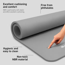 Load image into Gallery viewer, MSPORTS Thick Yoga Mat Premium Non Slip – Extra Comfortable Exercise Mat for Home Workouts, Pilates, Stretching &amp; Gym – Cushioned NBR Foam, Yoga Mat with Strap, for Women &amp; Men (Grey, 74. 5 x 32 x 0.6 in)
