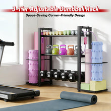 Load image into Gallery viewer, 3-Tier Small Adjustable Dumbbell Rack, 450LBS Capacity Home Gym Weight Rack
