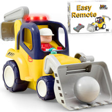 Load image into Gallery viewer, Remote Control Construction Truck Toy for Toddlers 2-4, Baby RC Car Toys W/Light Sound, Backhoe Loader Play Vehicle
