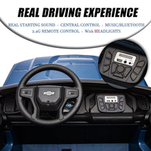 Load image into Gallery viewer, 24V Kids Electric Vehicle Baby Car Licensed Chevrolet Silverado 2 Seater Ride On Toy with Remote, LED Lights, MP3, Bluetooth for Boys and Girls, Blue
