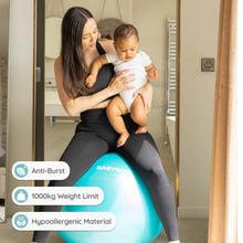 Load image into Gallery viewer, BABYGO Birthing Ball - Pregnancy Yoga Labor &amp; Exercise Ball &amp; Book Set Trimester Targeting (Turquoise, 65cm)
