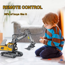 Load image into Gallery viewer, Remote Control Excavator 11 Channel RC Excavator Truck Toys 1/20 Scale 2.4Ghz Construction Vehicles with Metal Shovel (Yellow)
