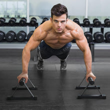 Load image into Gallery viewer, Wood push up bars Parallettes bars Anti-slip Handstand Bars for Calisthenics, Fitness, Floor workouts Solid Wood with Sturdy Metal Bracket, Support 500 lbs
