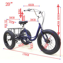 Load image into Gallery viewer, White, Adult Tricycle Fat TIRE, 3-Wheels Cruiser Bicycle with Big Basket, Bikes for Recreation, Shopping

