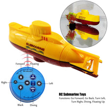 Load image into Gallery viewer, Mini RC Submarine Toy Remote Control Boat Underwater Electric Diving Water Fish Tank Kids Birthday Gift (Yellow)
