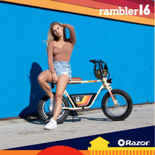 Load image into Gallery viewer, 36V Electric Minibike with Retro Style, Up to 15.5 MPH, Up to 11.5 Miles Range, Wide, Rugged 16&quot; Air-Filled Tires, Tan
