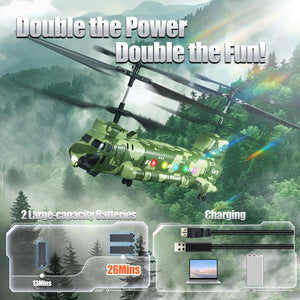 RC Helicopter, Remote Control Military Helicopter with Camera, Twin-Propeller with Altitude Hold, One Key take Off