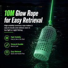 Load image into Gallery viewer, Bait Cage for Fishing, Chum Bucket &amp; Bait Barrel, PVC Fish Chum Cage with 316 Stainless Steel, Bait Bucket for Saltwater Fishing, 360° Water Flow, Indestructible with 32Feet Glow Rope (Small)
