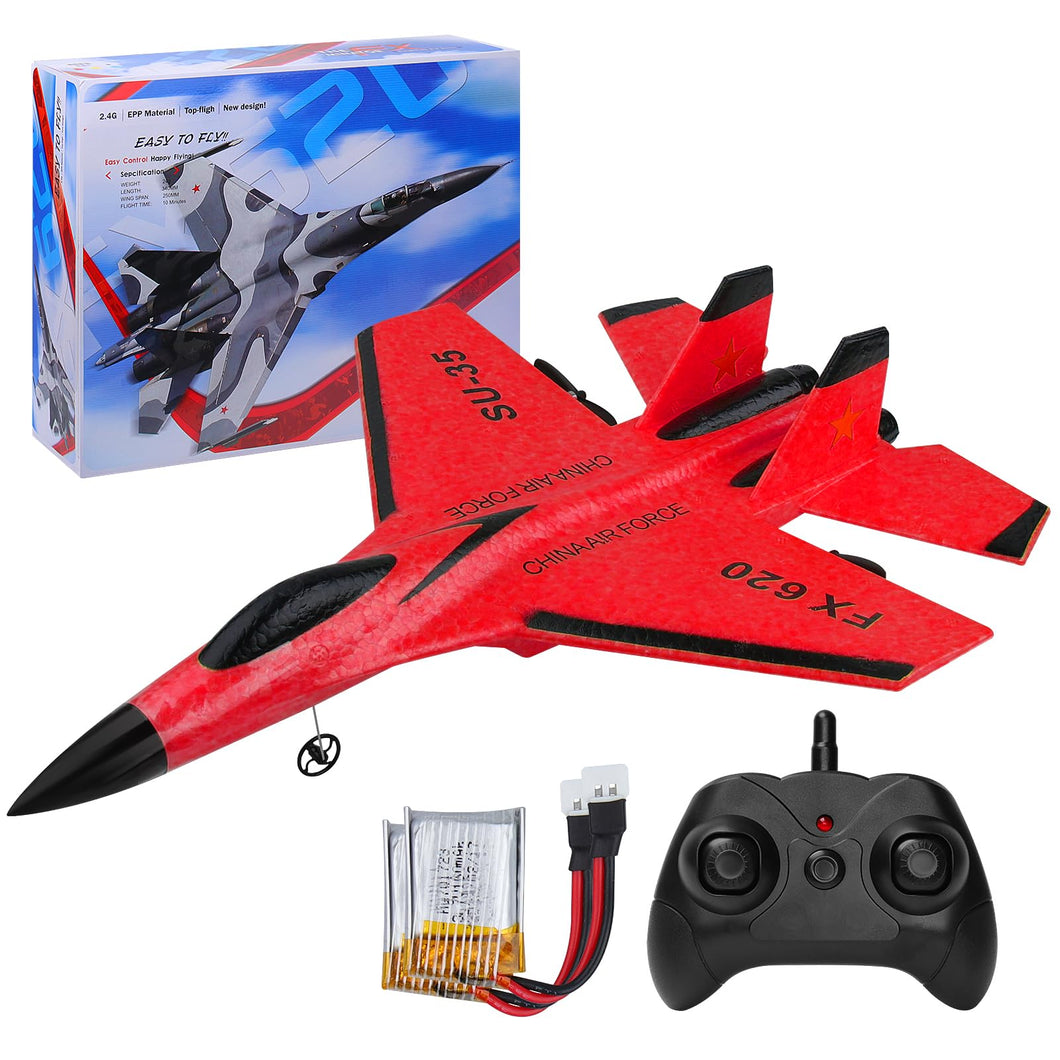 RC Airplane 2CH RC Plane 2.4GHz Remote Control Plane RTF SU35 RC Jet Easy to Fly FX620 Airplane Toys RC Planes (Red）