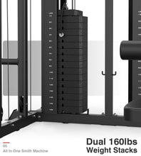 Load image into Gallery viewer, DONOW Smith Machine with Weight Stacks, Multi Function Home Gym System -C DN-DS938B+WB+240lbs
