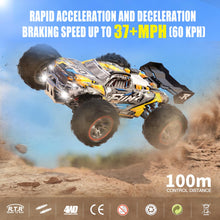 Load image into Gallery viewer, 1/18 Scale All Terrains RC Cars for Adults, Brushless 37 MPH Fast Electric Car with 2.4 GHz Remote Control, 4X4 Off-Road Truck
