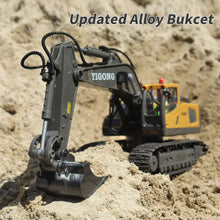 Load image into Gallery viewer, Remote Control Excavator 11 Channel RC Excavator Truck Toys 1/20 Scale 2.4Ghz Construction Vehicles with Metal Shovel (Yellow)
