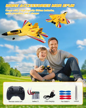 Load image into Gallery viewer, Remote Control Jet with Gyro &amp; LED Lights, 2 Rechargeable Batteries, 2.4GHz RC Glider Toy
