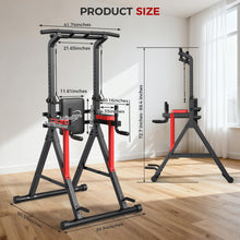 Load image into Gallery viewer, Power Tower Pull Up Bar Free Standing,13-Level Adjustable Height Dip Station with X-Frame Stability, Multi-Grip Handles, Backrest, Home Gym Strength Training Equipment 400LBS
