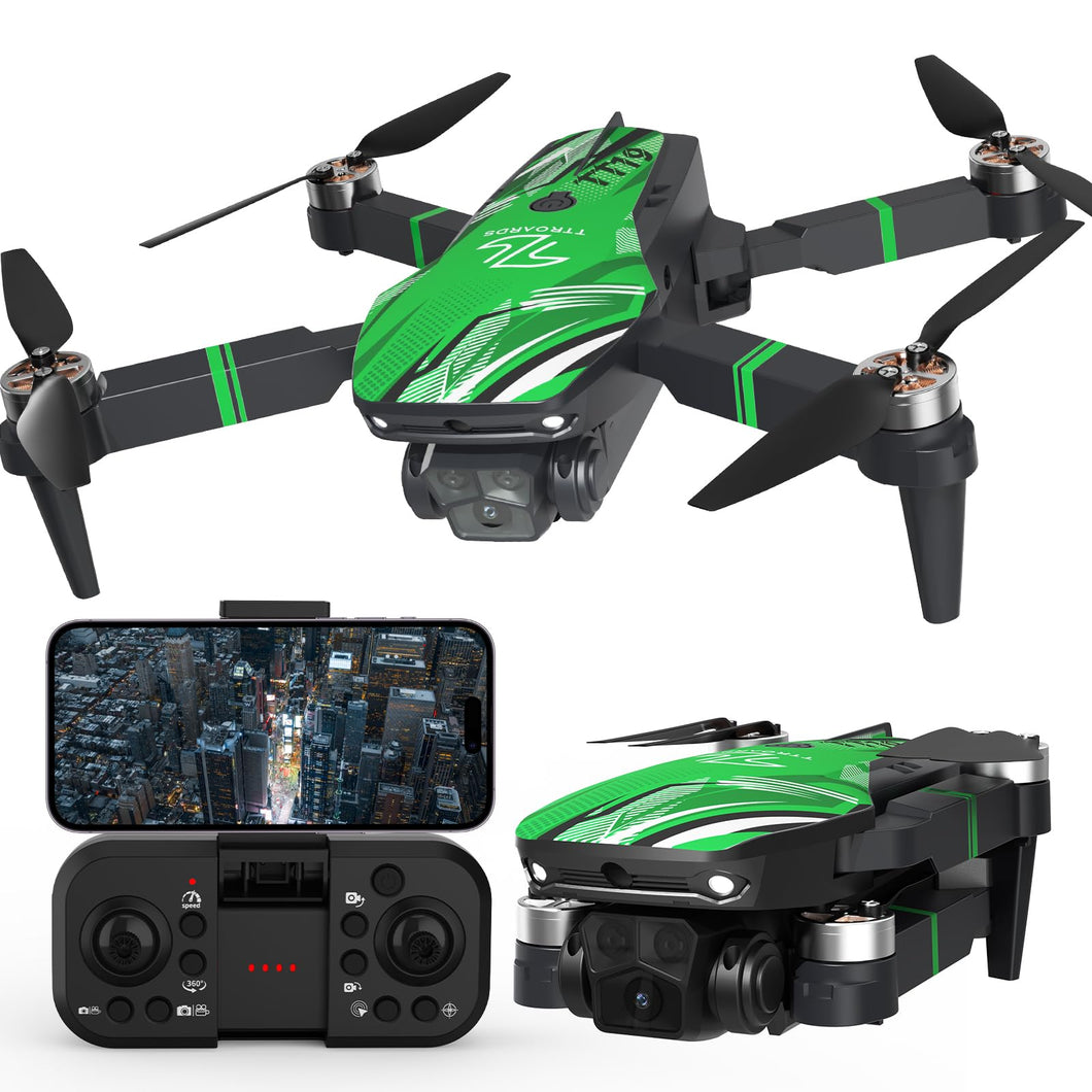 Drone with Camera 4K for Adults, 270° Obstacle Avoidance, Brushless Motor Drones Foldable RC Quadcopter with Optical Flow Positioning (Green)