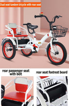 Load image into Gallery viewer, Folding Toddler trikes with Parent Handle,3-10 Years Tandem tricycles with Rear Passenger seat, Height Adjustable Saddle
